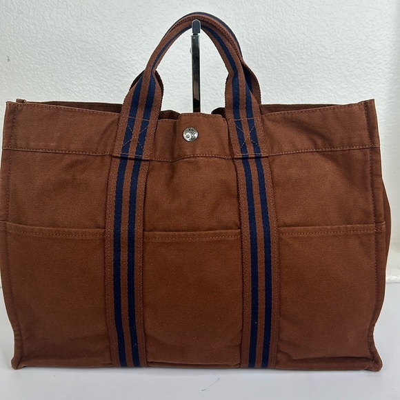 Hermes Handbags - Hermes canvas tote bag